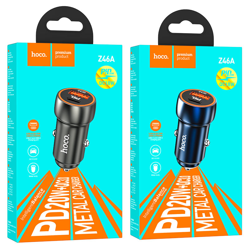 hoco z46a blue whale pd20w qc3 car charger packaging