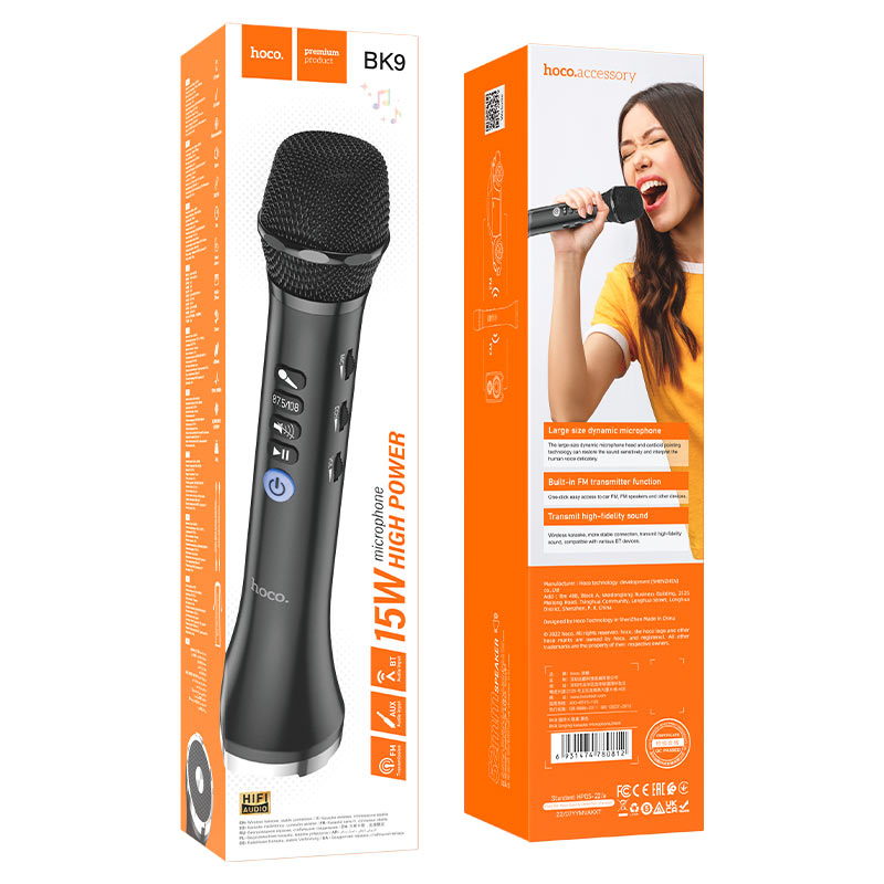 hoco bk9 singing karaoke microphone packaging black