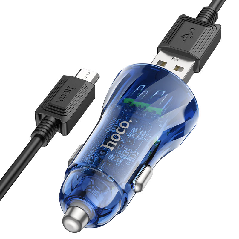 hoco z47 transparent discovery edition dual port qc3 car charger set usba musb kit