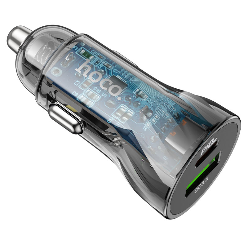 hoco z47a transparent discovery edition pd30w qc3 car charger pins