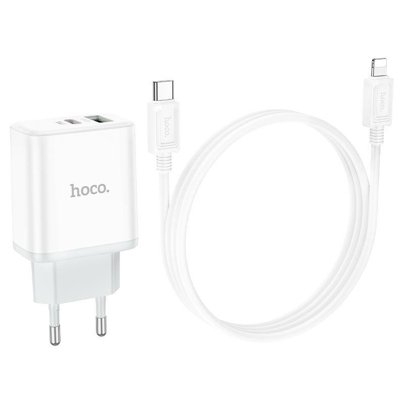 hoco c105a stage dual port pd20w qc3 wall charger eu set tc ltn wire