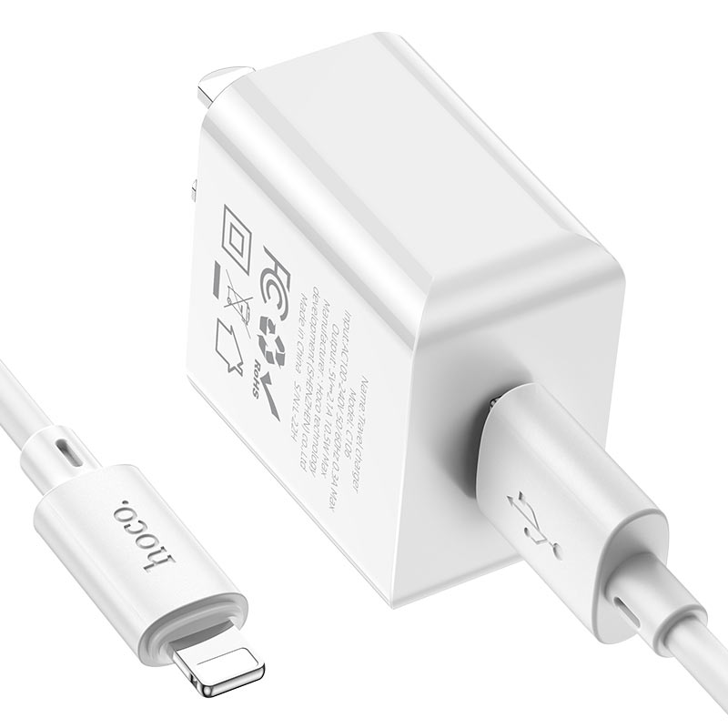 hoco c106 leisure single port wall charger us set usb ltn cable