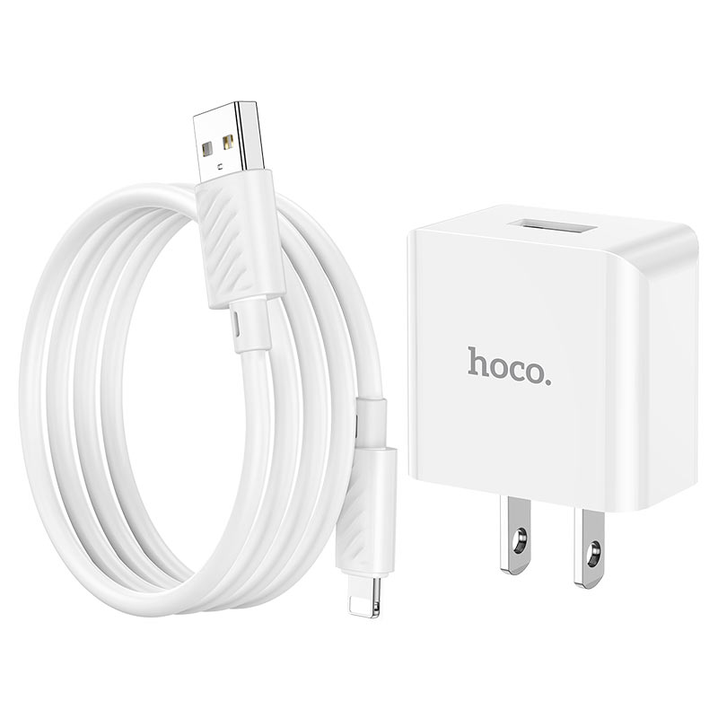 hoco c106 leisure single port wall charger us set usb ltn wire