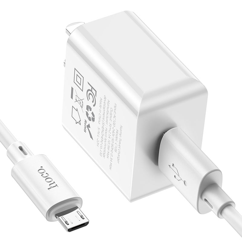 hoco c106 leisure single port wall charger us set usb musb cable