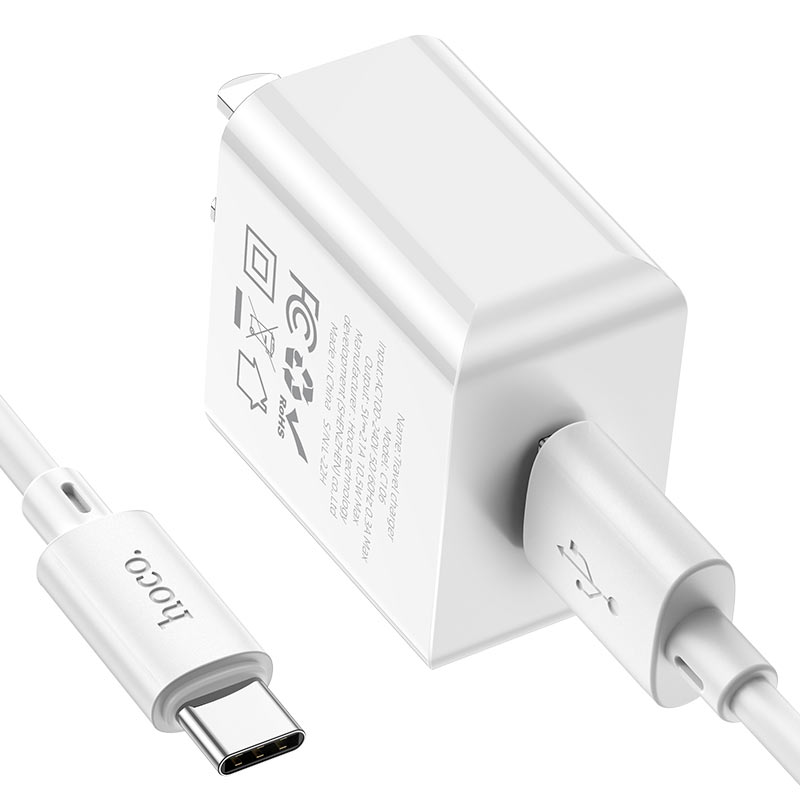 hoco c106 leisure single port wall charger us set usb tc cable