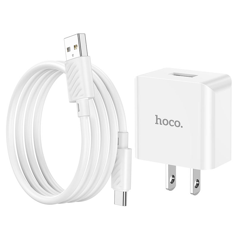 hoco c106 leisure single port wall charger us set usb tc wire