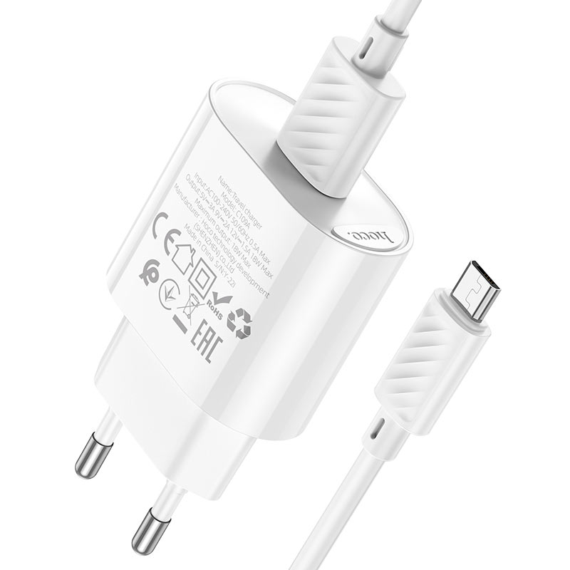 hoco c109a fighter single port qc3 wall charger eu set usb musb cable