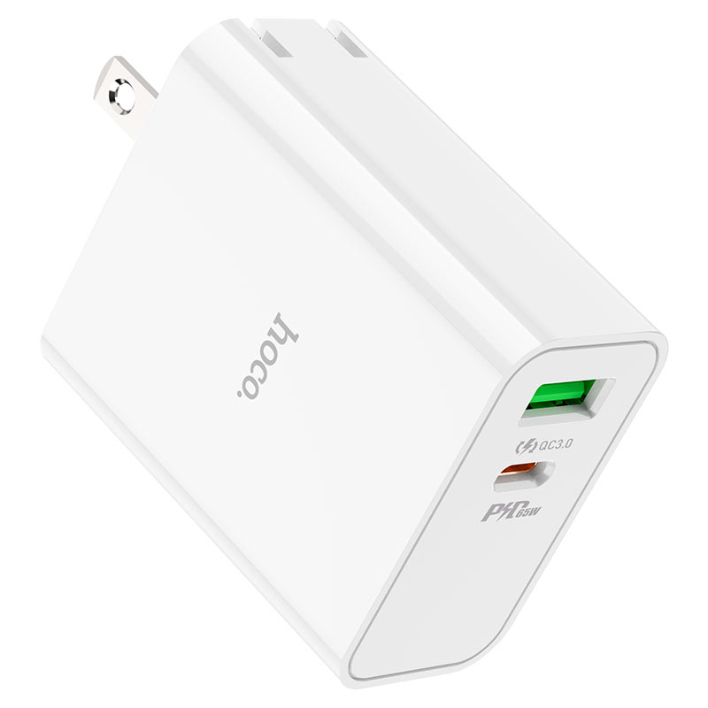 hoco c113 awesome pd65w dual port 1a1c wall charger us outputs