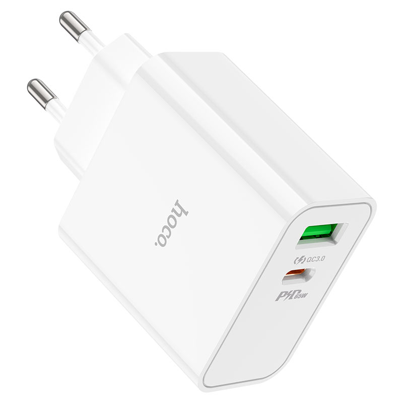 hoco c113a awesome pd65w gan dual port 1a1c wall charger eu outputs