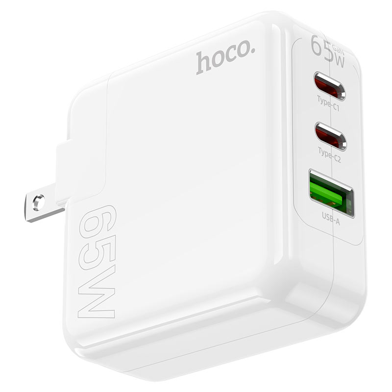 hoco c115 header pd65w 3 port 2c1a wall charger us outputs