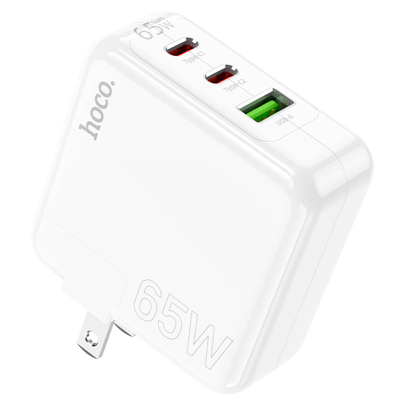 hoco c115 header pd65w 3 port 2c1a wall charger us