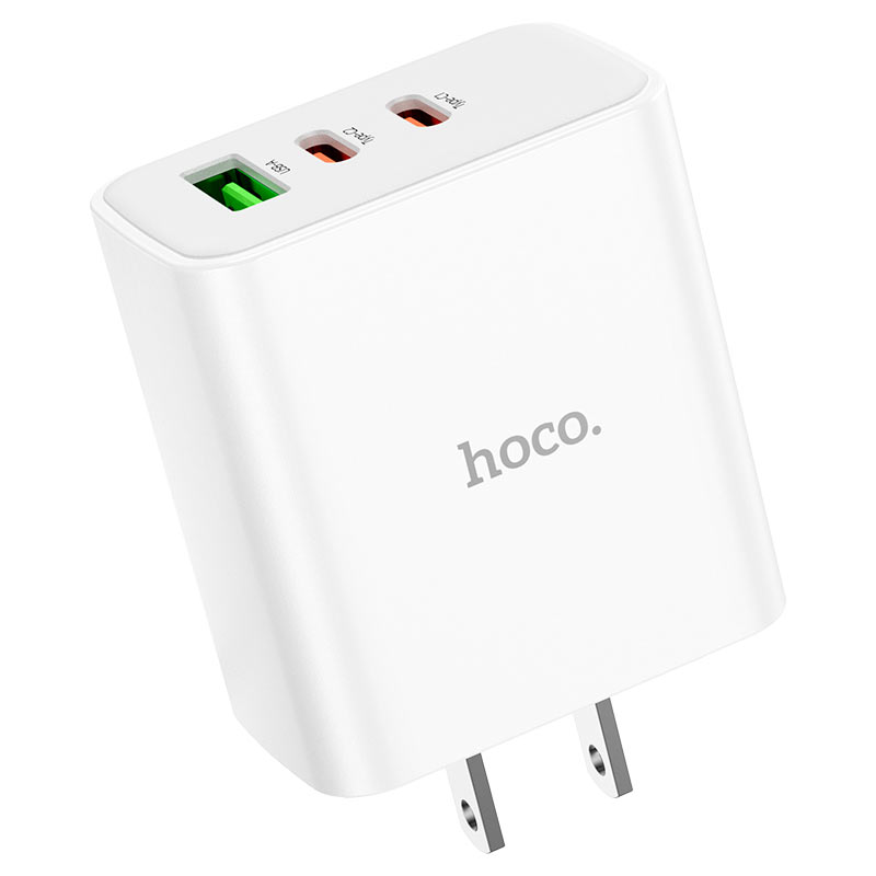 hoco c126 pure power 40w 3 port 2c1a wall charger us housing