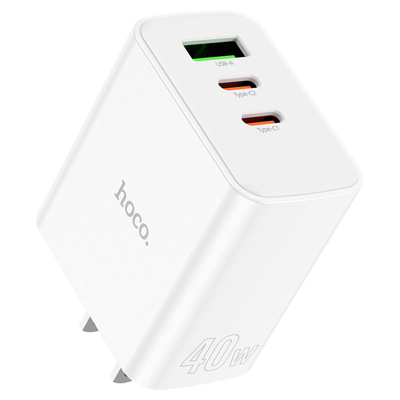 hoco c126 pure power 40w 3 port 2c1a wall charger us