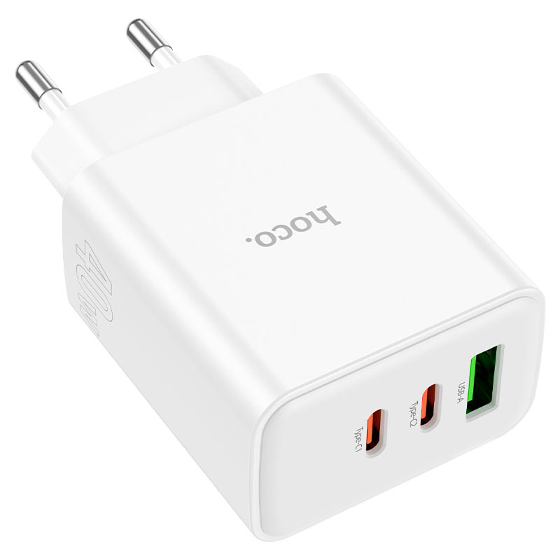 hoco c126a pure power 40w 3 port 2c1a wall charger eu outputs