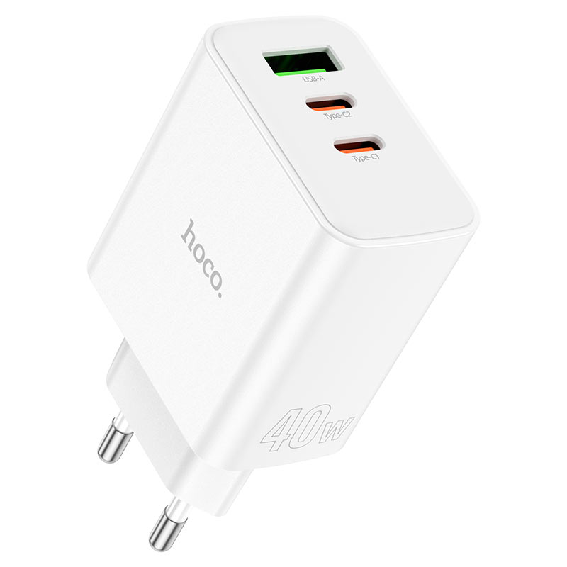 hoco c126a pure power 40w 3 port 2c1a wall charger eu