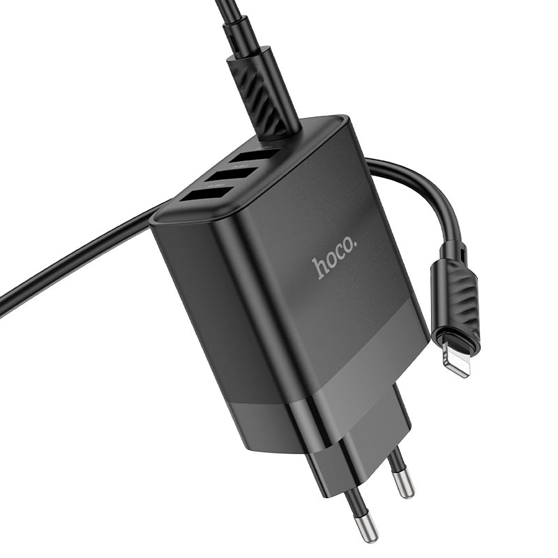 hoco c127a intelligent pd45w 4 port 1c3a wall charger eu set tc ltn cable
