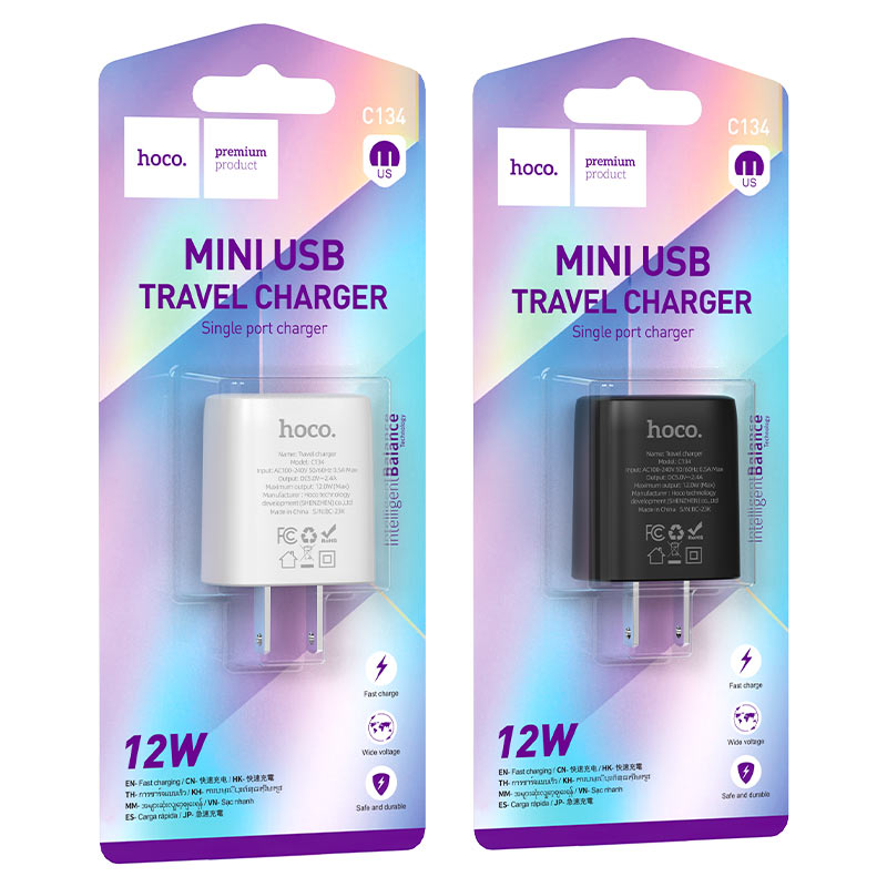 hoco c134 solid single port wall charger us packaging