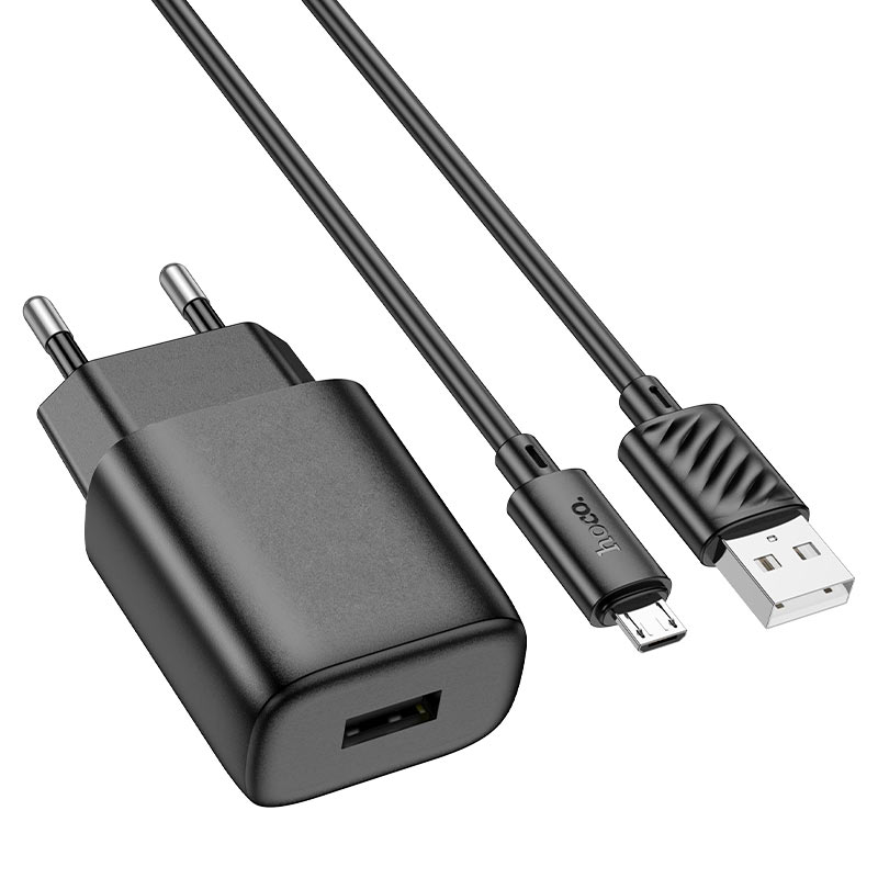 hoco c134a solid single port wall charger eu set usb musb connectors