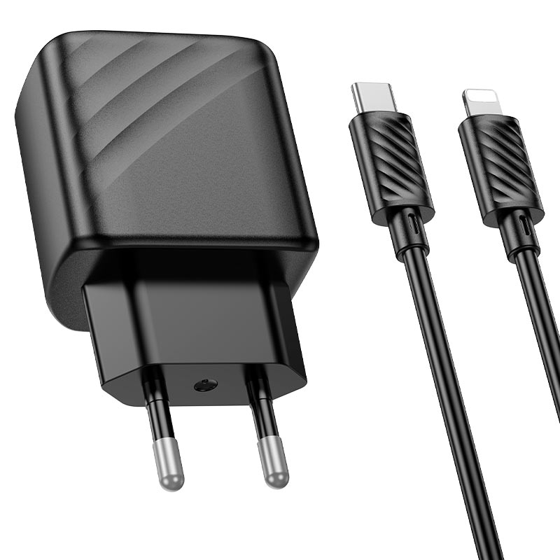 hoco cs22a value pd30w single port wall charger eu set tc ltn cable