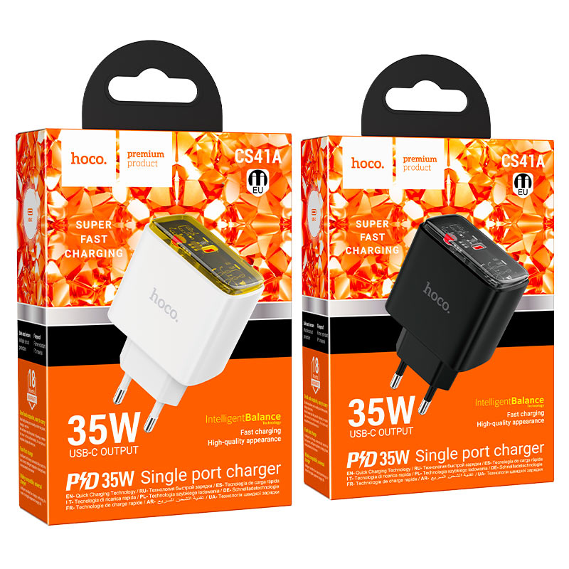 hoco cs41a smart pd35w single port wall charger eu packaging