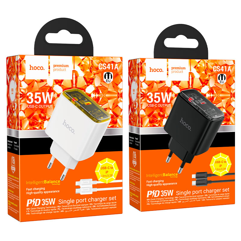 hoco cs41a smart pd35w single port wall charger eu set tc ltn packaging