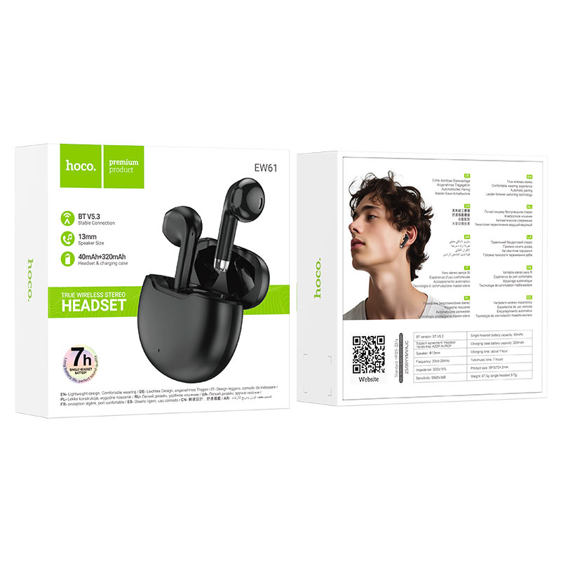 hoco ew61 june tws headset packaging black