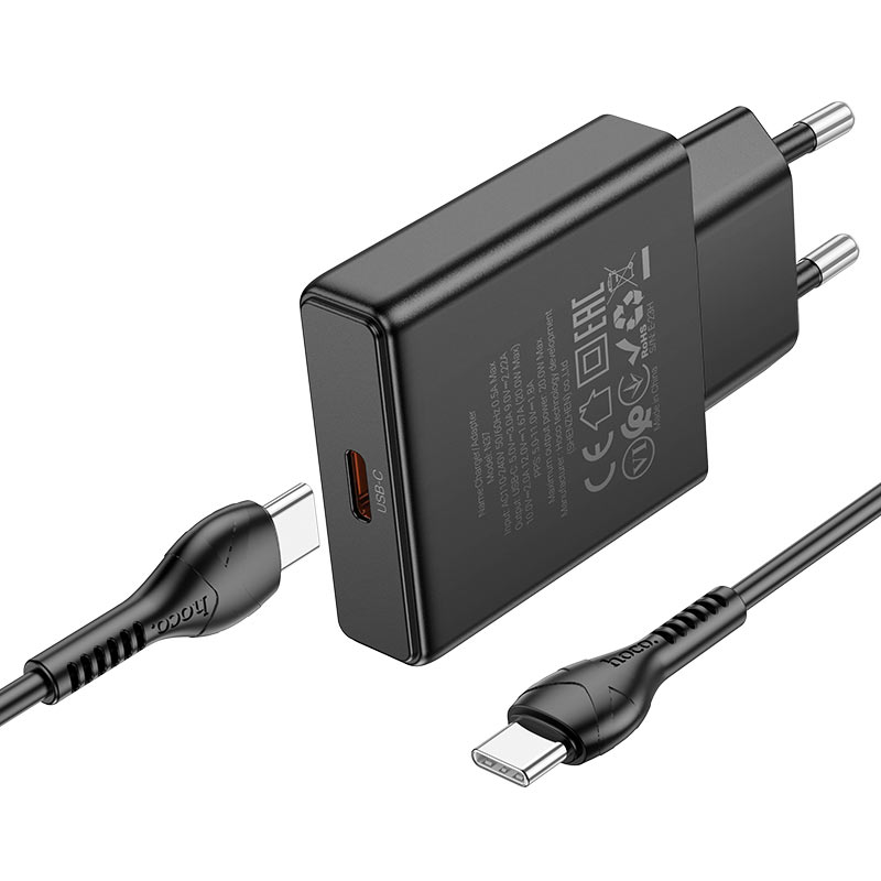 hoco n37 delgado pd20w single port wall charger eu set tc tc connectors