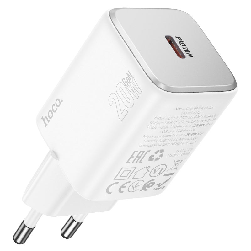 hoco n40 mighty pd20w single port wall charger eu