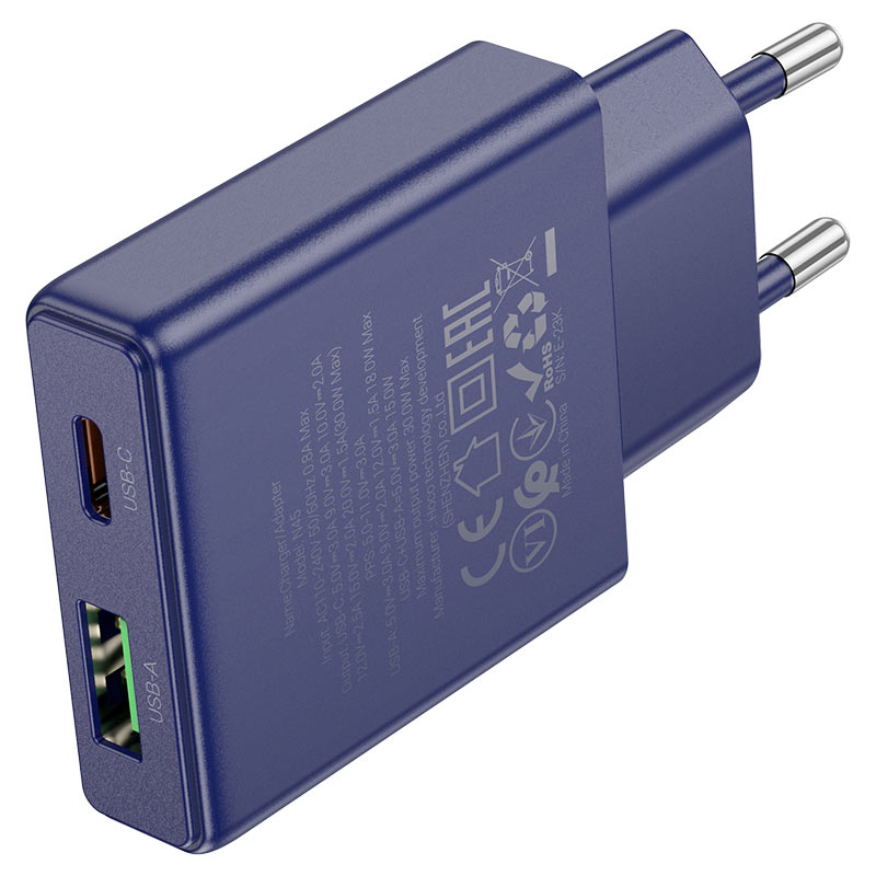 hoco n45 biscuit pd30w qc3 dual port wall charger eu output