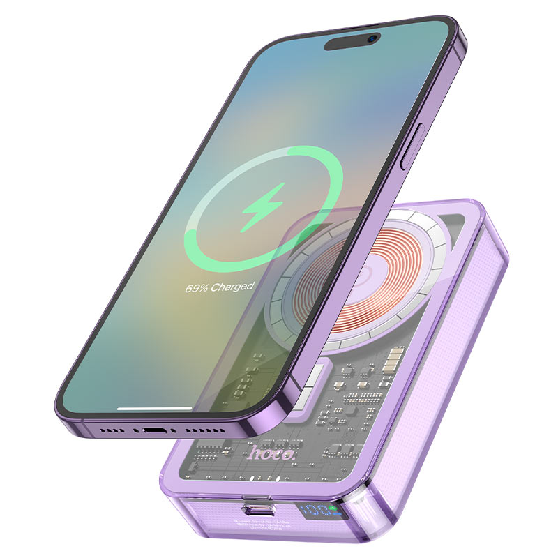 hoco q14a ice crystal magnetic power bank 10000mah wireless charging phone