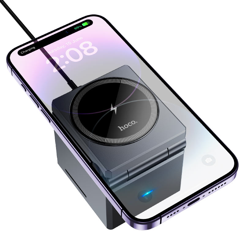 hoco cq8 folding 3in1 magnetic wireless fast charger phone