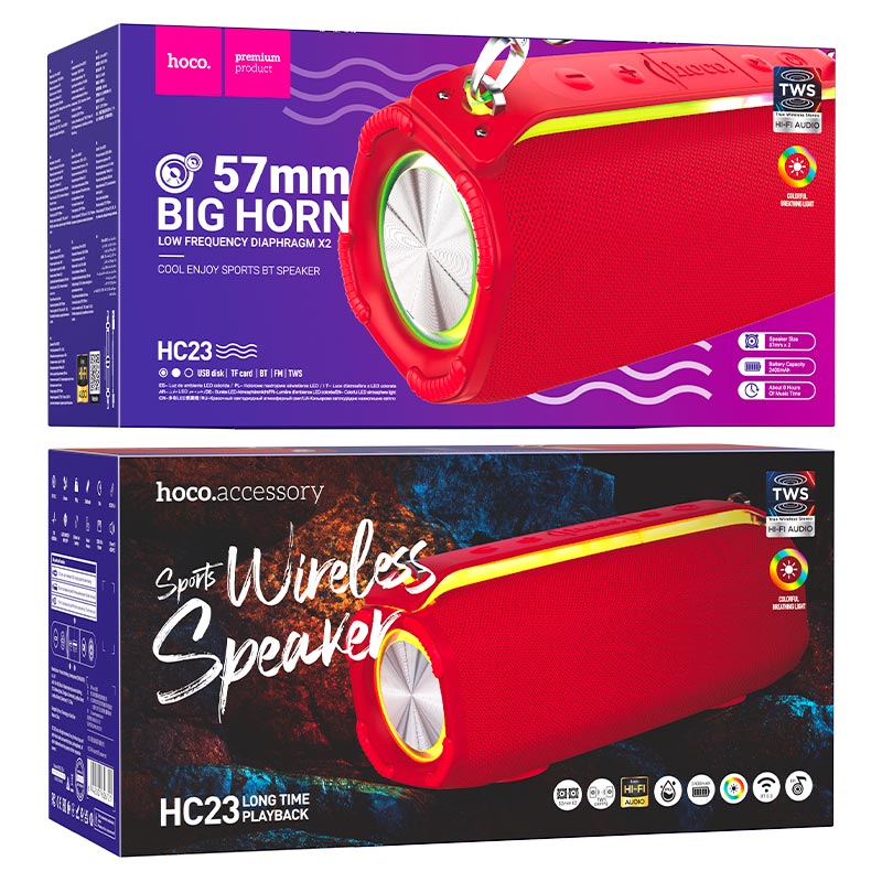 hoco hc23 rick sports bt speaker packaging red