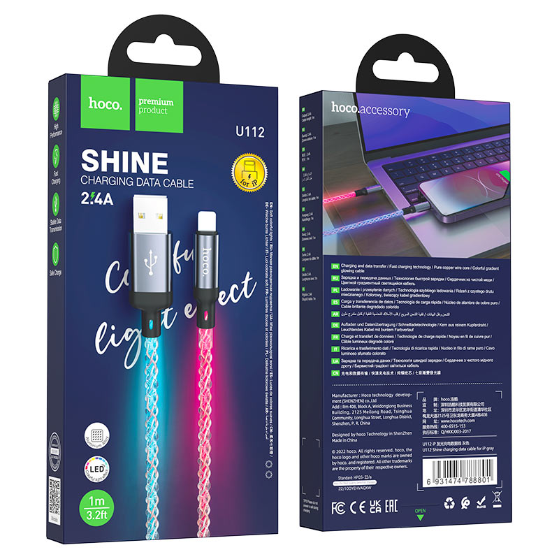 hoco u112 shine charging data cable usb ltn packaging
