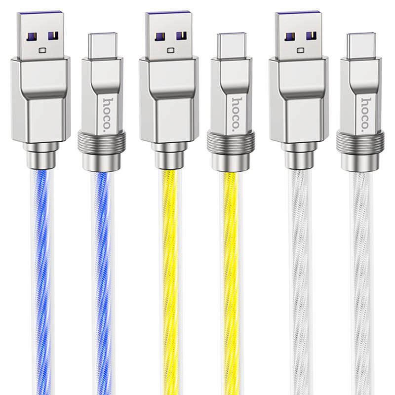 hoco u113 solid 100w silicone charging data cable usb tc colors