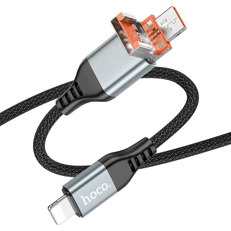hoco u128 viking 2in1 charging data cable usb tc to ltn two in one