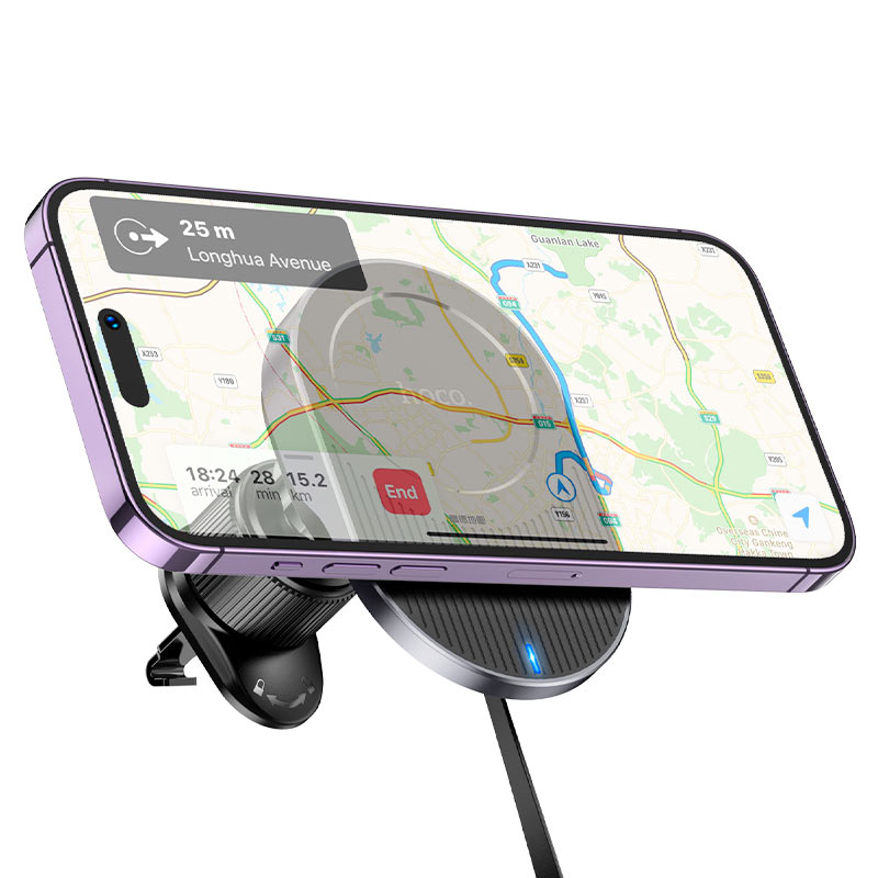hoco hw12 guardian car air outlet wireless charging holder overview