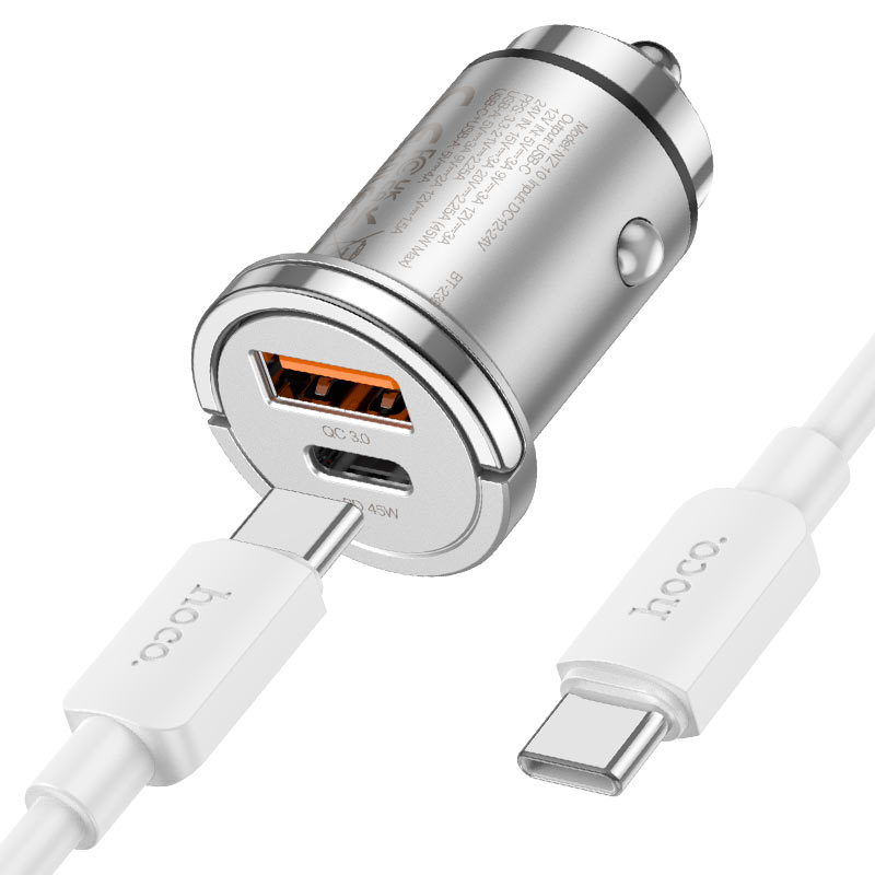 hoco nz10 handy pd45w 2port car charger set tc tc