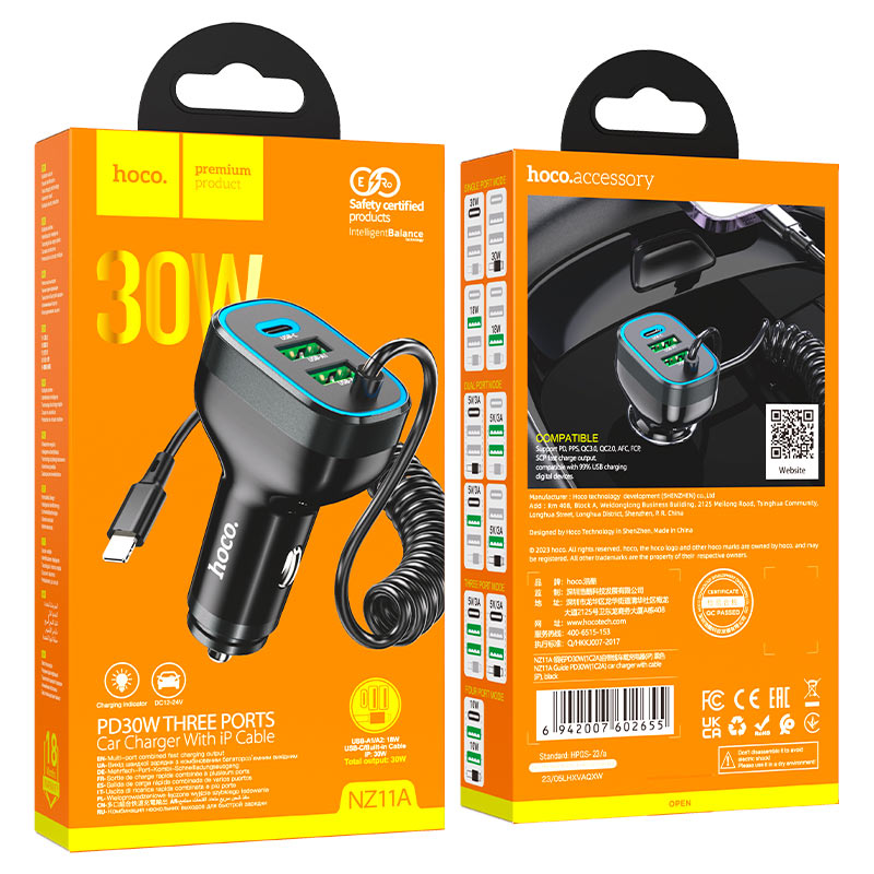 hoco nz11a guide pd30w car charger ltn cable packaging