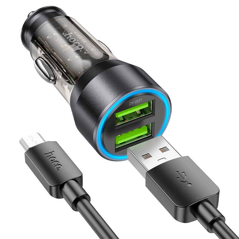 hoco nz12 prosperity 36w 2port car charger set usb musb