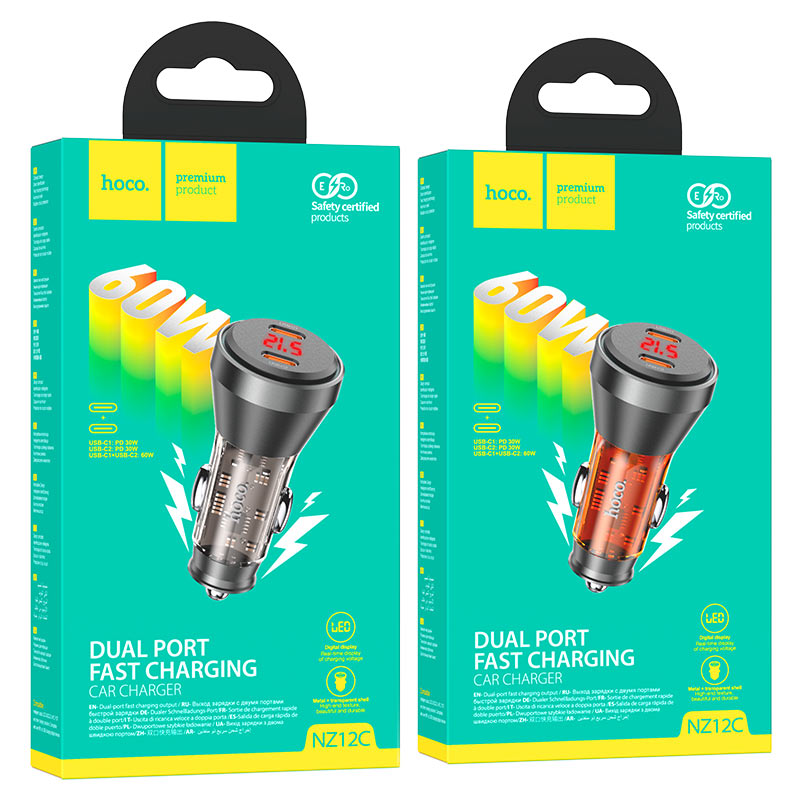 hoco nz12c graceful pd60w 2c car charger packaging