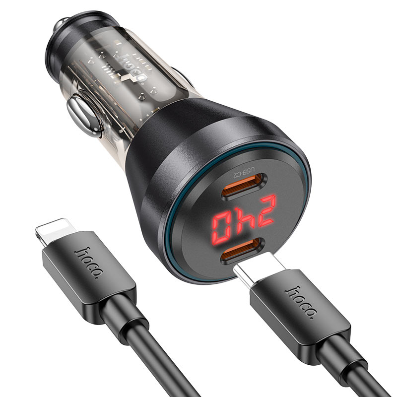 hoco nz12c graceful pd60w 2c car charger set tc ltn