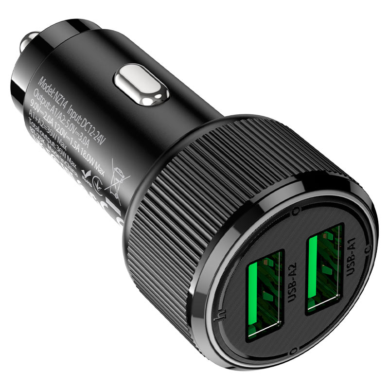 hoco nz14 guerrero 36w 2port car charger ports