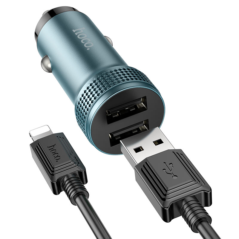 hoco z49 level 2port car charger set usb ltn