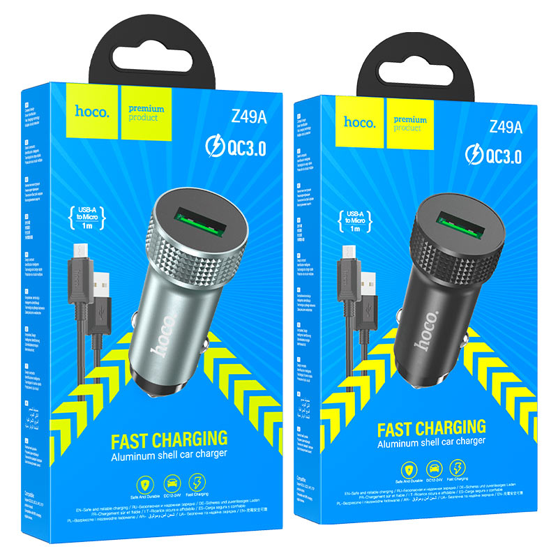 hoco z49a level qc3 car charger set usb musb packaging