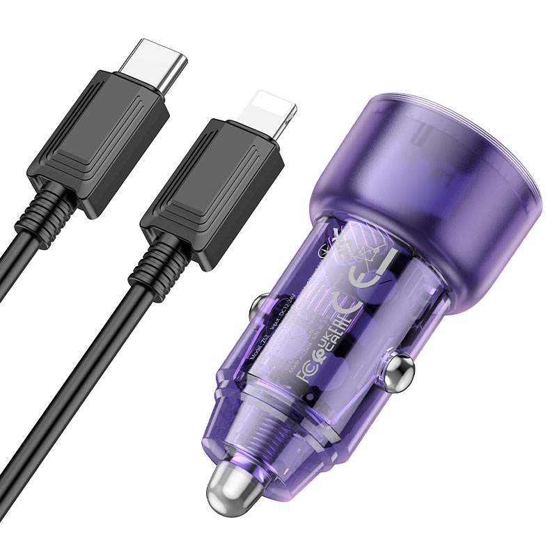 hoco z52 spacious pd38w 1c1a car charger set tc ltn connectors