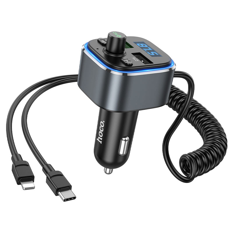 hoco e74 energy qc3 2in1 car bt fm transmitter with cable