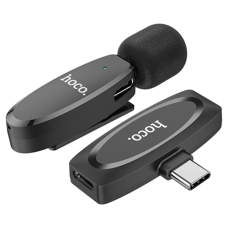 hoco l15 crystal lavalier wireless digital microphone usbc ports