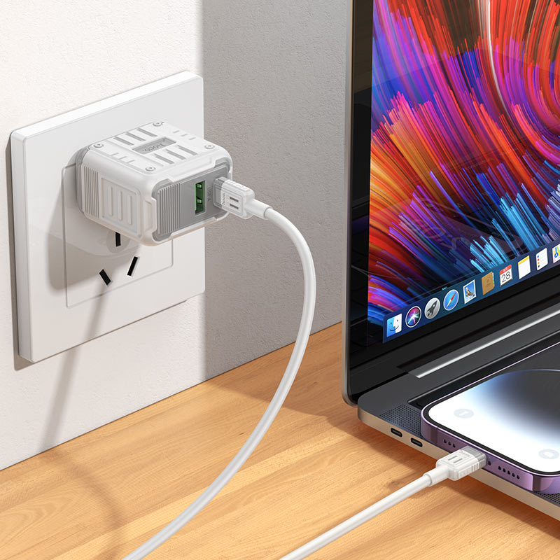 hoco c135 rock pd20w qc3 wall charger us set usbc ltn interior