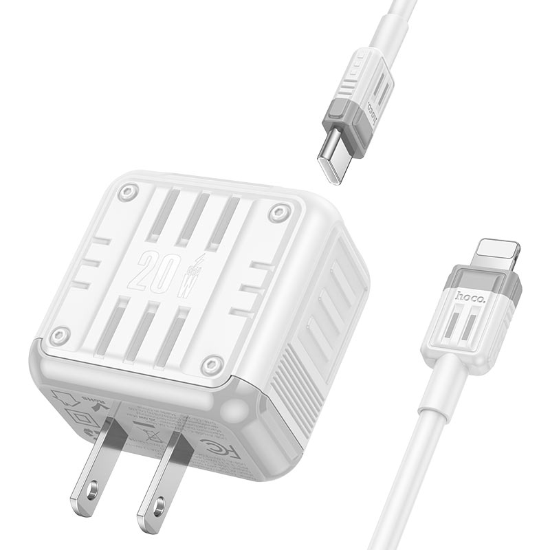 hoco c135 rock pd20w qc3 wall charger us set usbc ltn plug