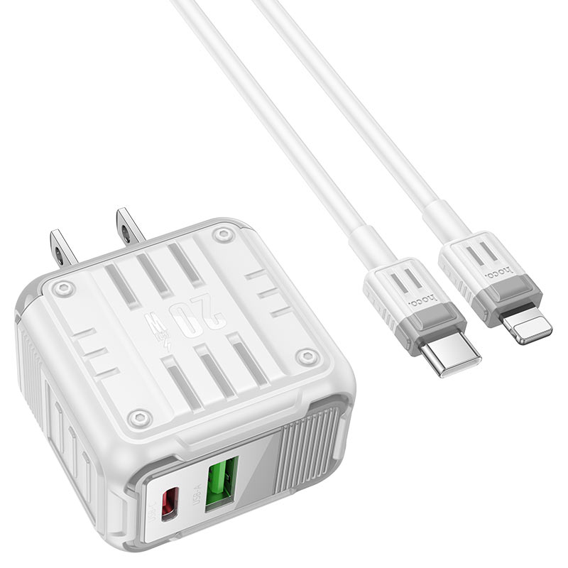 hoco c135 rock pd20w qc3 wall charger us set usbc ltn ports